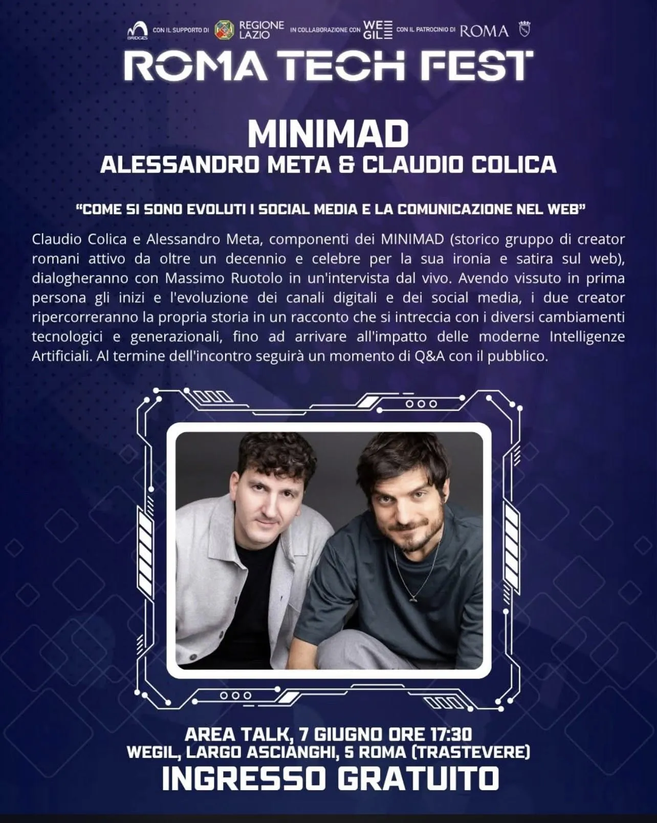 Locandina Roma Tech Fest con Minimad ospiti